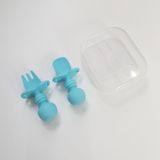  Bộ thìa dĩa Premium silicon Chewtensils bé tập ăn dặm - Blue (Xanh biển) 