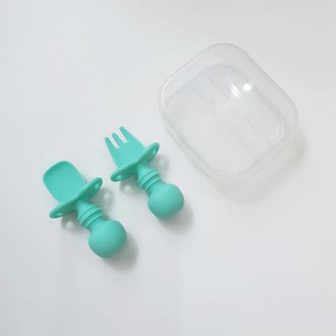 Bộ thìa dĩa Premium silicon Chewtensils bé tập ăn dặm - Mint (Xanh Bạc hà) 