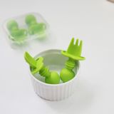  Bộ thìa dĩa Premium silicon Chewtensils bé tập ăn dặm - Avocado green (Xanh bơ) 