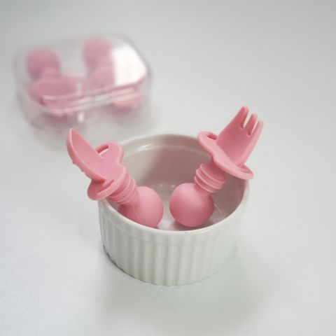  Bộ thìa dĩa Premium silicon Chewtensils bé tập ăn dặm - Rose Pink (Hồng) 