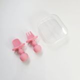  Bộ thìa dĩa Premium silicon Chewtensils bé tập ăn dặm - Rose Pink (Hồng) 