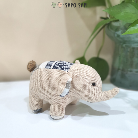  Voi con vải thổ cẩm Thái nhồi bông gòn sạch - Thổ cẩm xanh 