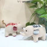  Voi con vải thổ cẩm Thái nhồi bông gòn sạch - Thổ cẩm xanh 