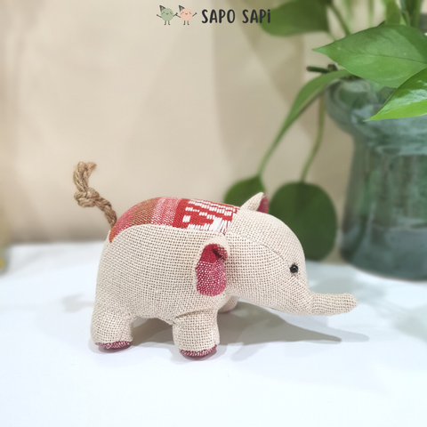  Voi con vải thổ cẩm Thái nhồi bông gòn sạch - Thổ cẩm đỏ 