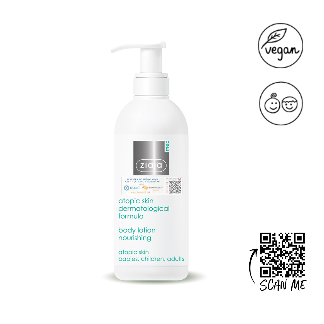  Nhũ tương mượt da toàn thân 1% Ure - Ziaja Med Atopic Skin Dermatological Formula Body Lotion Nourishing [400ml] 
