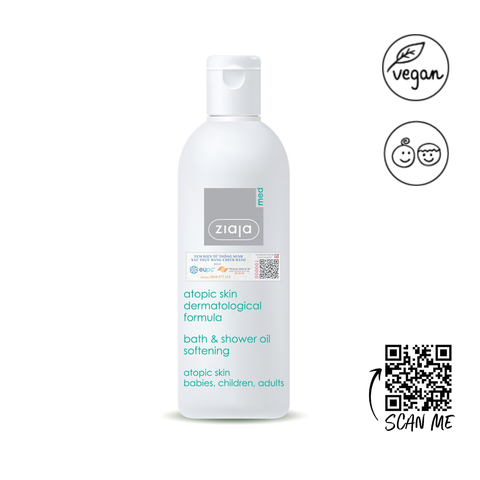  Dầu tắm mềm mịn da - Ziaja Med Atopic Skin Dermatological Formula Bath & Shower Oil Softening [270ml] 
