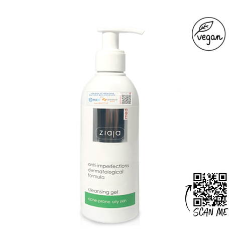  Ziaja Med Gel ngừa khuẩn giảm mụn - Ziaja Med Anti-imperfections Dermatological Formula Cleansing Gel 200ml 