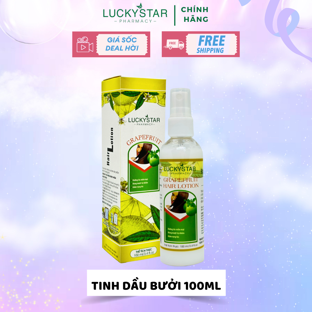 Lotion Dưỡng Tóc Tinh Dầu Bưởi Lucky Star (100ml)