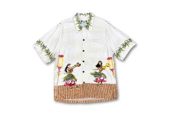  Kamehameha Total Pattern Aloha Shirt Beige 