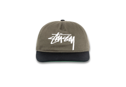  Stussy Mid-Depth Big Stock Snapback Cap Olive 