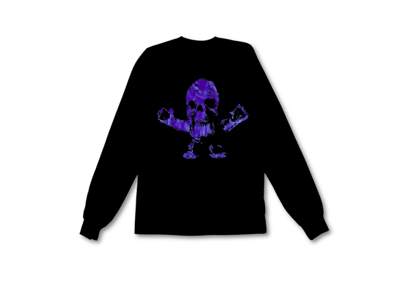  CHROME HEARTS PURPLE SKULL LONG SLEEVE TEE BLACK 