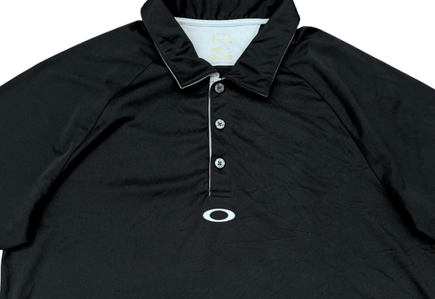  Vintage Oakley Center Logo Polo Jersey Black 