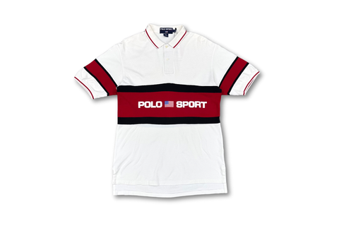  Polo Ralph Lauren Sport Striped Center Logo White 