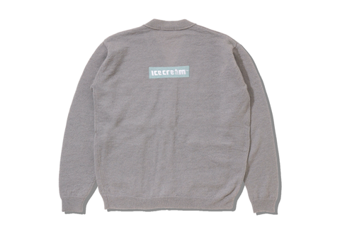  Icecream Embroidered Logo Mohair Cardigan Oatmeal 