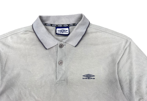  Vintage 90s Umbro Logo Polo Shirt Light Grey 