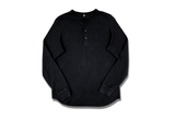  UNIQLO Waffle Henley Neck Long Sleeve Black Tee 