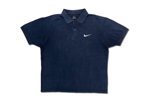  Vintage 90s Nike Swoosh Logo Polo Shirt Black 