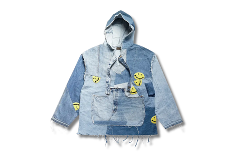  Kapital Smile Denim Baha Reconstructed Indigo Blue Hoodie 