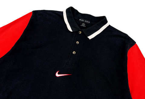  Vintage Nike Golf Polo Shirt Black Red 