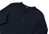  UNIQLO Waffle Henley Neck Long Sleeve Black Tee 