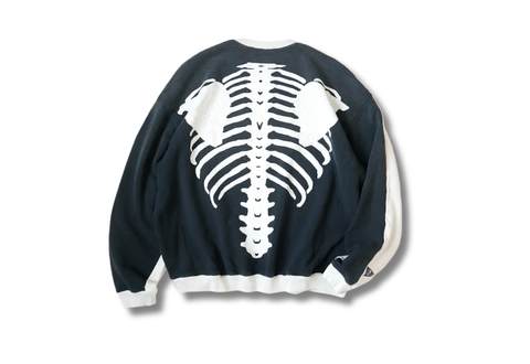  Kapital 2 Tone Big Bone Crewneck Cream Black Sweatshirt 