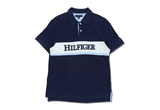  Tommy Hilfiger Spell Out Embroidered Collared Polo Shirt Navy 