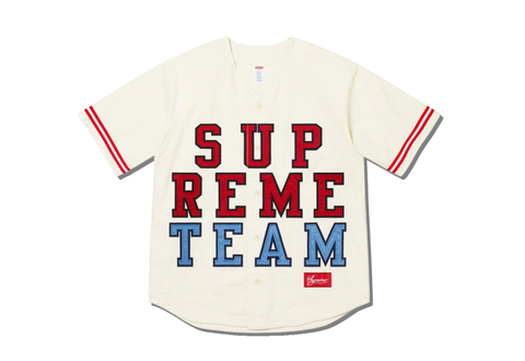  Supreme Denim Baseball Jersey White FW22 