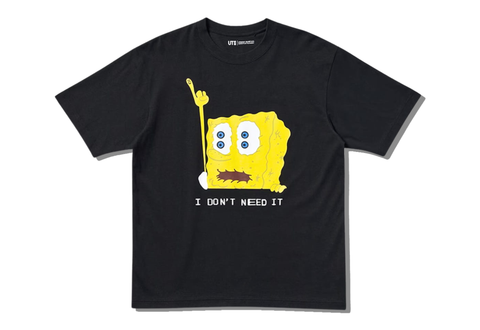  Uniqlo UT x Sponge Bob x CPFM 'I don't need it' Black Tee 