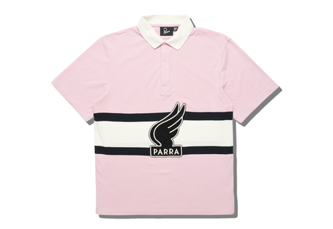  by Parra Winged Logo Polo Shirt (Pink/Off White) 