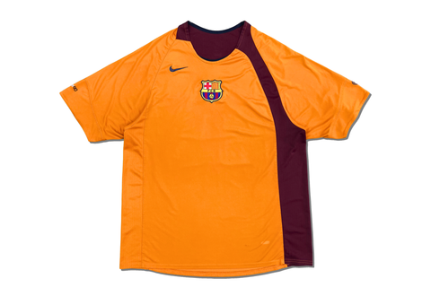  2004-05 Barcelona Nike Training Shirt Orange Maroon 