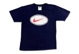  Vintage 90s Nike Swoosh Oval Logo Tee Navy 