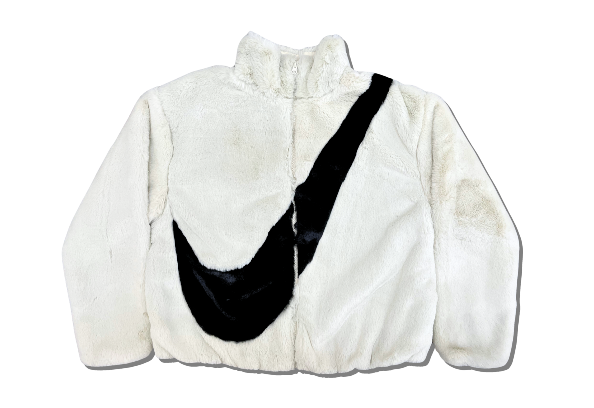 nike faux fur jacket cream