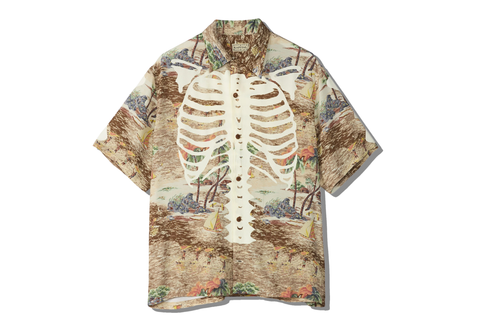  Kapital Rayon Kamekameha Bone Aloha Shirt Brown 