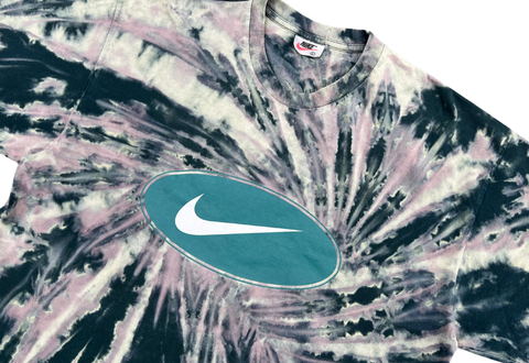  Vintage 90s Nike Center Logo Tie-dye Tee Green 