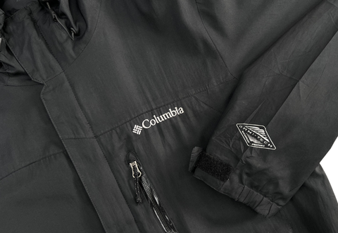  COLUMBIA OMNI-TECH Hiking Outdoor Jacket Waterproof Breathable Black Full Zip Hoodie 