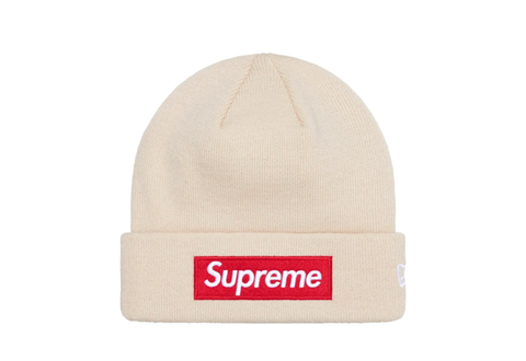  Supreme x New Era Beanie Box Logo Stone FW24 