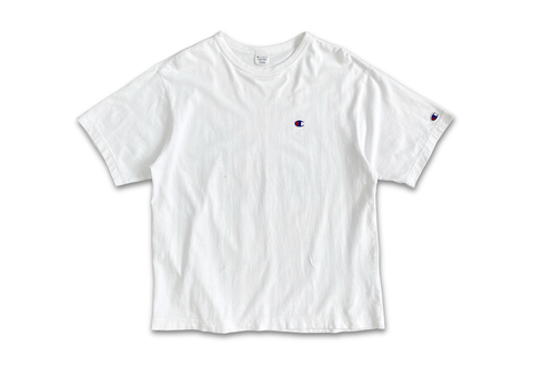  Vintage Champion Embroidered Logo White Tee 