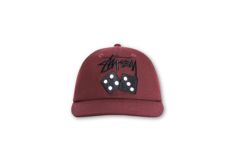  Stussy Low Profile Stock Dice Snapback Maroon 