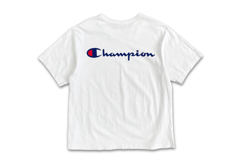  Vintage Champion Embroidered Logo White Tee 
