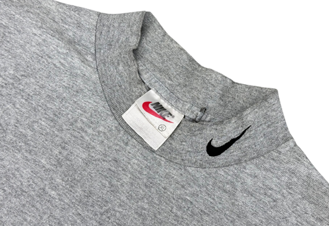  Vintage 90s Nike Small Swoosh Collar Turtleneck Grey Tee 