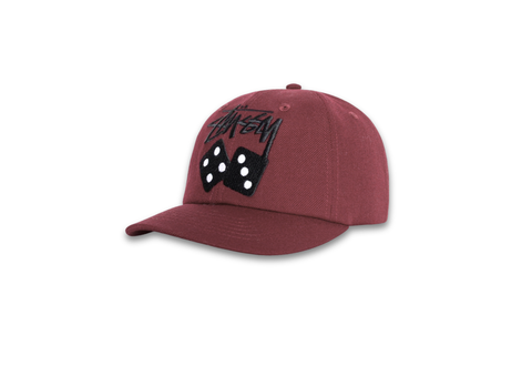  Stussy Low Profile Stock Dice Snapback Maroon 