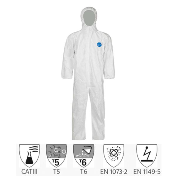 DuPont Tyvek 400,TY198S WH Hooded Coverall, White, 2XL