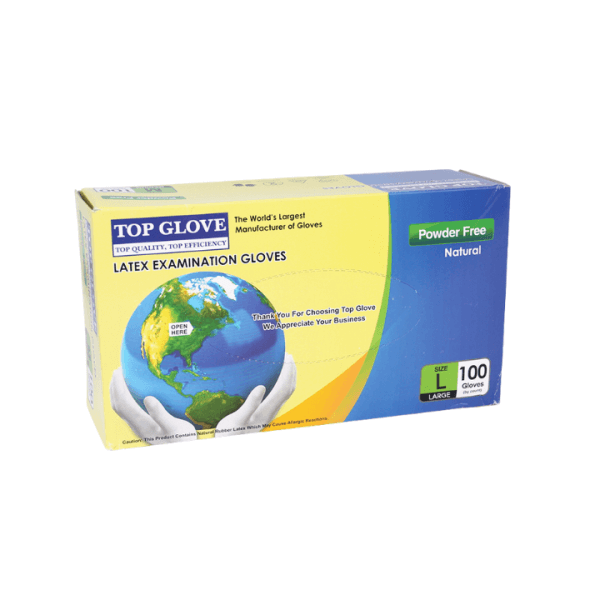 TOP GlovesDisposable Latex Gloves, Powdered, Size L, 50 Pairs