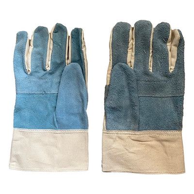 Leather Gloves For Welding, 30cm, Blue/White
