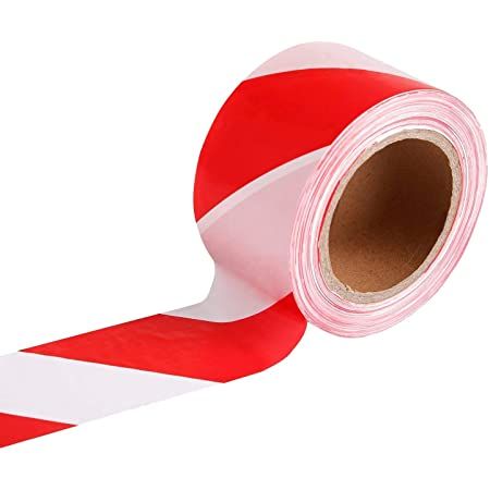Caution Tape White and Red Striped Barricade Tape, Size 5cm X 100m (2