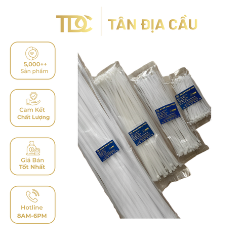 Dây Rút Nhựa LH Plastics, 100 Túi/Sợi, Màu Trắng