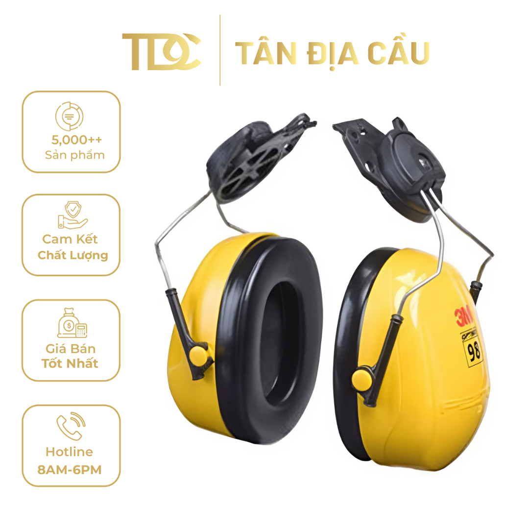 3M H9P3E, Peltor Optime 98 Cap-Mount Earmuffs, Hearing Conservation, Box of 10