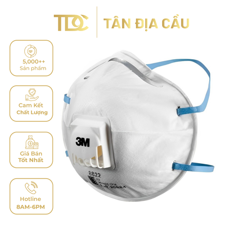 Khẩu Trang Lọc Bụi Bảo Vệ Hô Hấp 3M 8822, P2, Có Van Một Chiều, 10 Cái/Hộp, 24 Hộp/Thùng