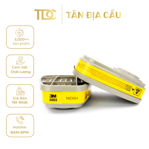 Phin Lọc Hơi Hữu Cơ/Khí Axit 3M 6003, 30 Cặp/Thùng, 2 Cái/1 Túi