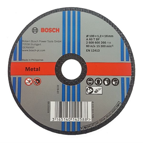 Đá Cắt Sắt Cutting Disc Bosch 100 X 1.2 X 16mm, #2608600266-708 A60TBF